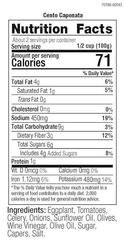 Cento Caponata Eggplant Appetizer Nutrition Facts